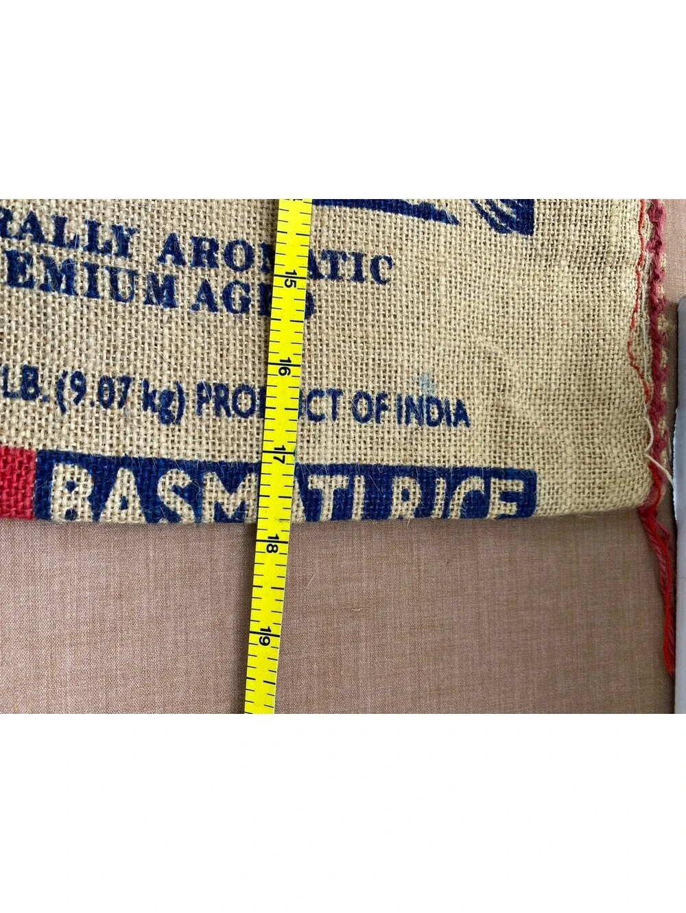 Royal Basmati Empty Rice Bag Burlap Sack Craft Carrying Tote Bag Zipper Handles